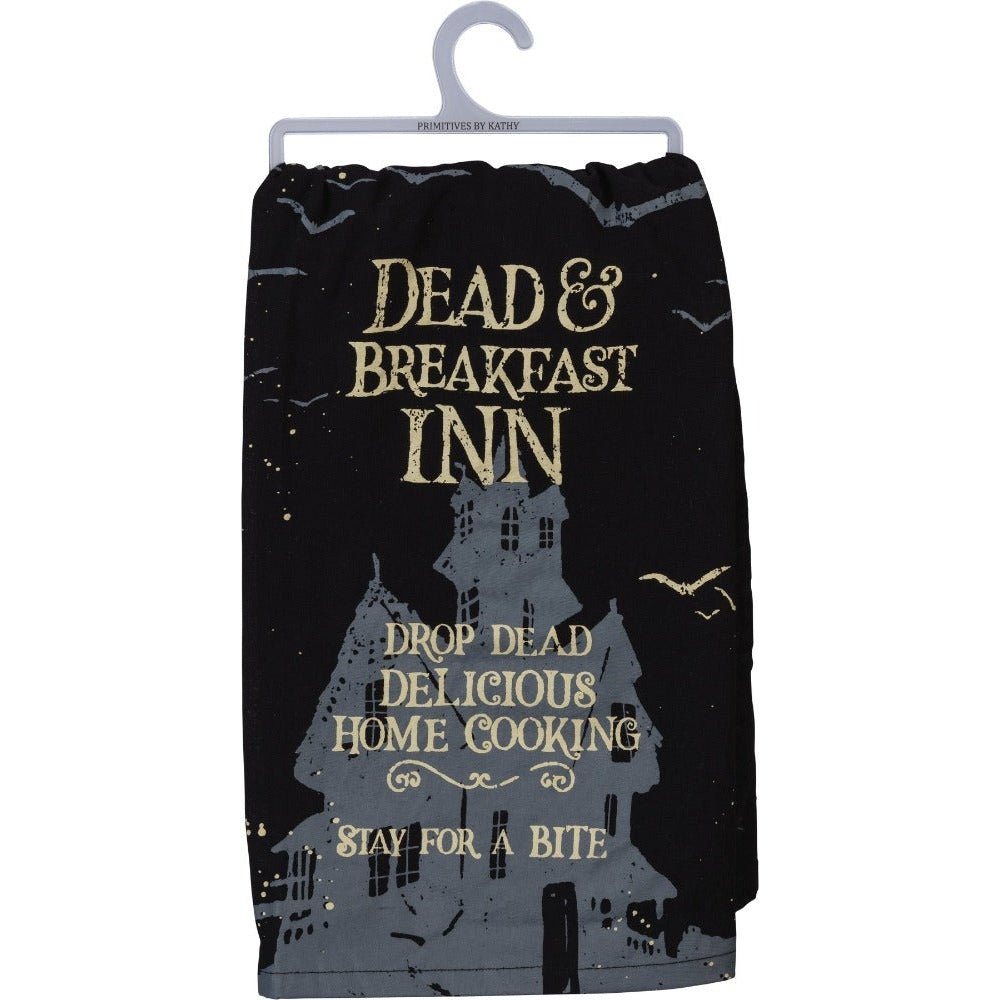 Dead & Breakfast Inn Halloween Kitchen Towel — Spooky Funny Gift