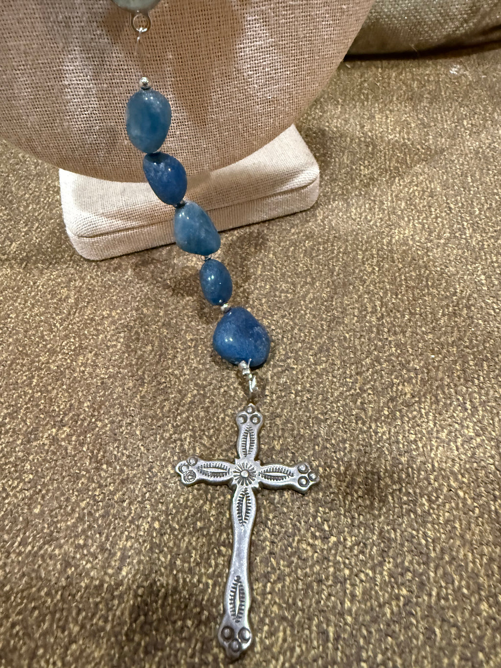 Blue Quartz Rosary Necklace